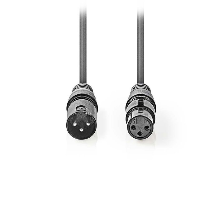 233-0970 NEDIS COTG15010GY200 Balanced XLR Audio Cable XLR 3-Pin Male - XLR 3-Pin Female - Image 1